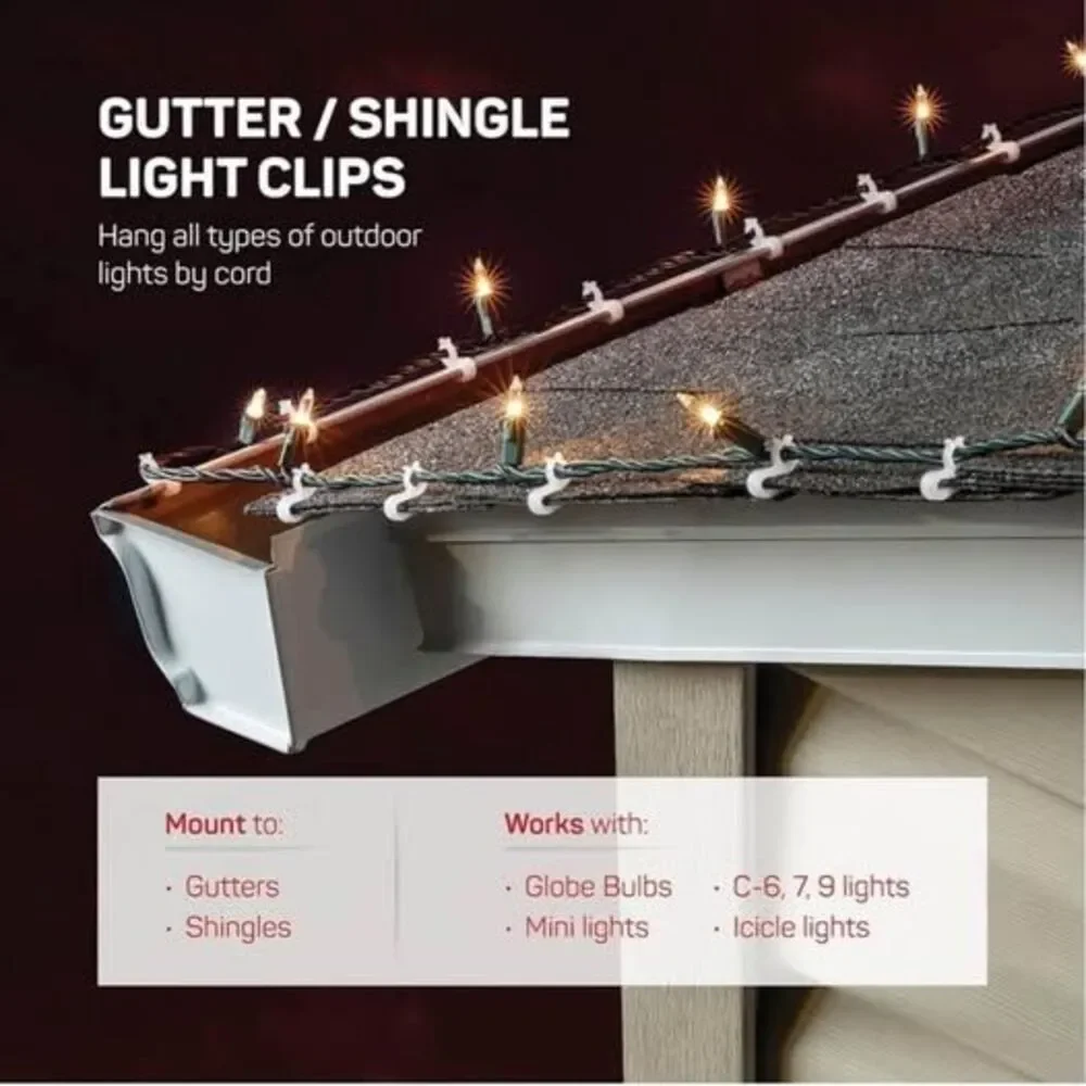 Christmas Light Clips - [Set of 400] Mini Light Clips For Christmas Lights - Lig